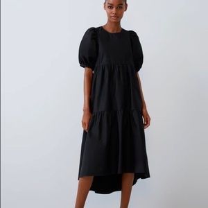 Zara NWT poplin black dress